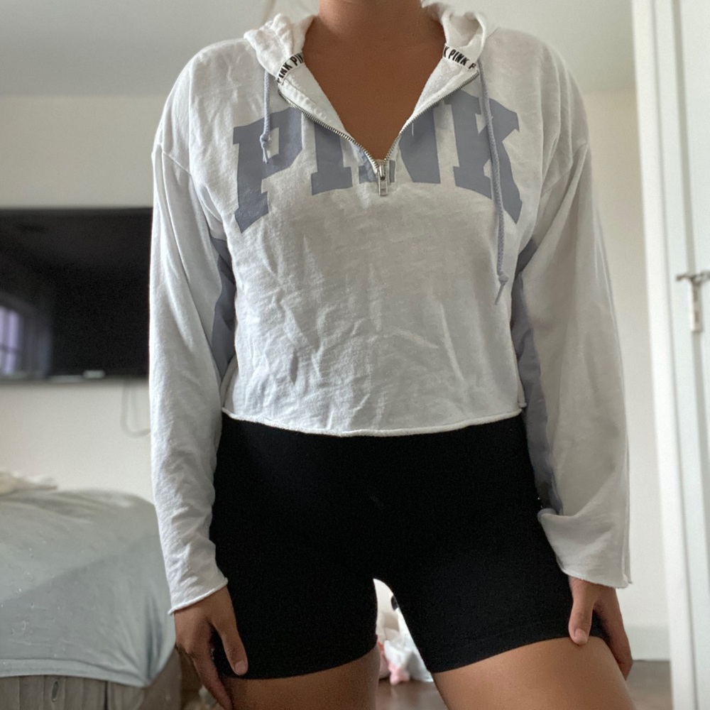 PINK athletic crop hoodie